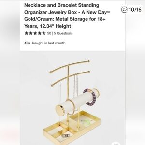 Gold Color Jewelry Stand with Tray